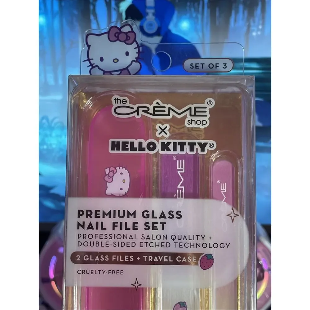 The Creme Shop Hello Kitty Glass Nail Files & Case Set 2 Pink Premium Sanrio